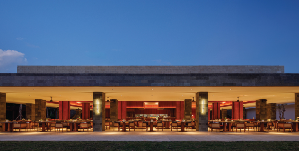 Luxury Restaurants in Sanur, Bali: Elegant Coastal Dining Experiences 3 Elegant oceanfront dining terrace at sunset, showcasing one of the luxury restaurants in Sanur Bali with stunning sea views.