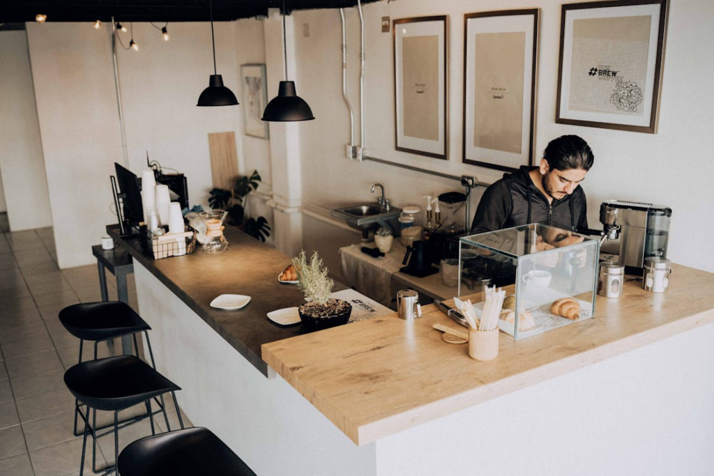 Modern interior design at cafes in Sanur