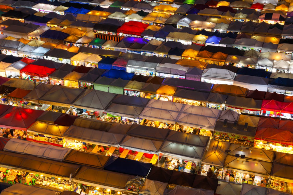 Travelers exploring the vibrant night market in Sanur Bali